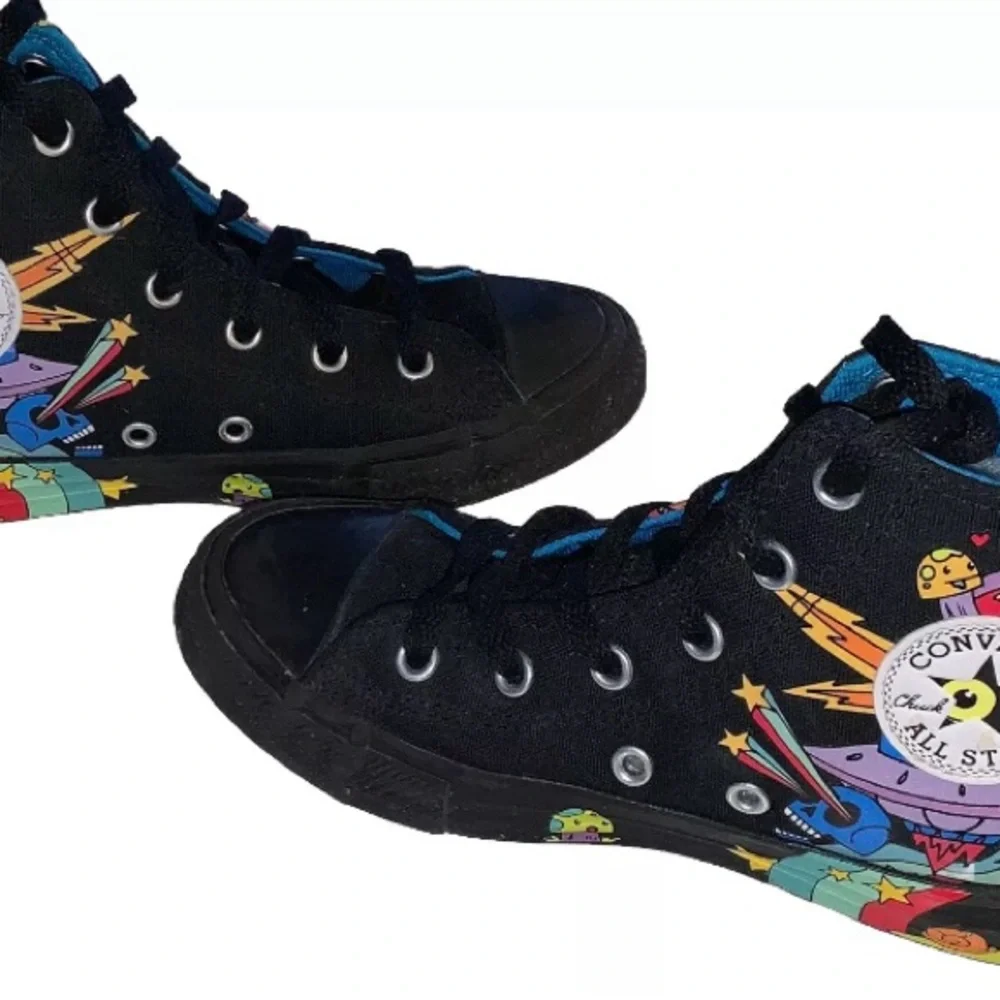Converse All Star Canvas Hi Top Sneakers Shoes Unisex US 1 Graffiti VGUC (S225N)